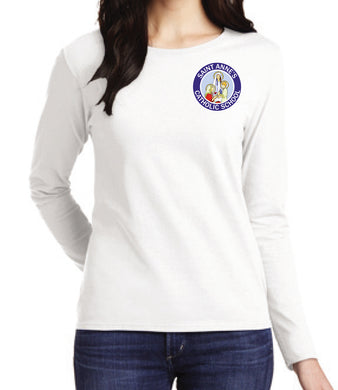 Ladies 100% Cotton Long Sleeve T-Shirt w/ small logo