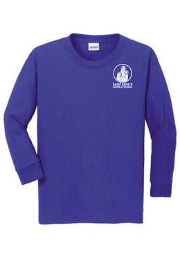 Youth 100% Cotton Long Sleeve T-Shirt w/ small logo